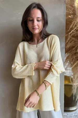 Conrad Slouch Cotton Knit Lemon